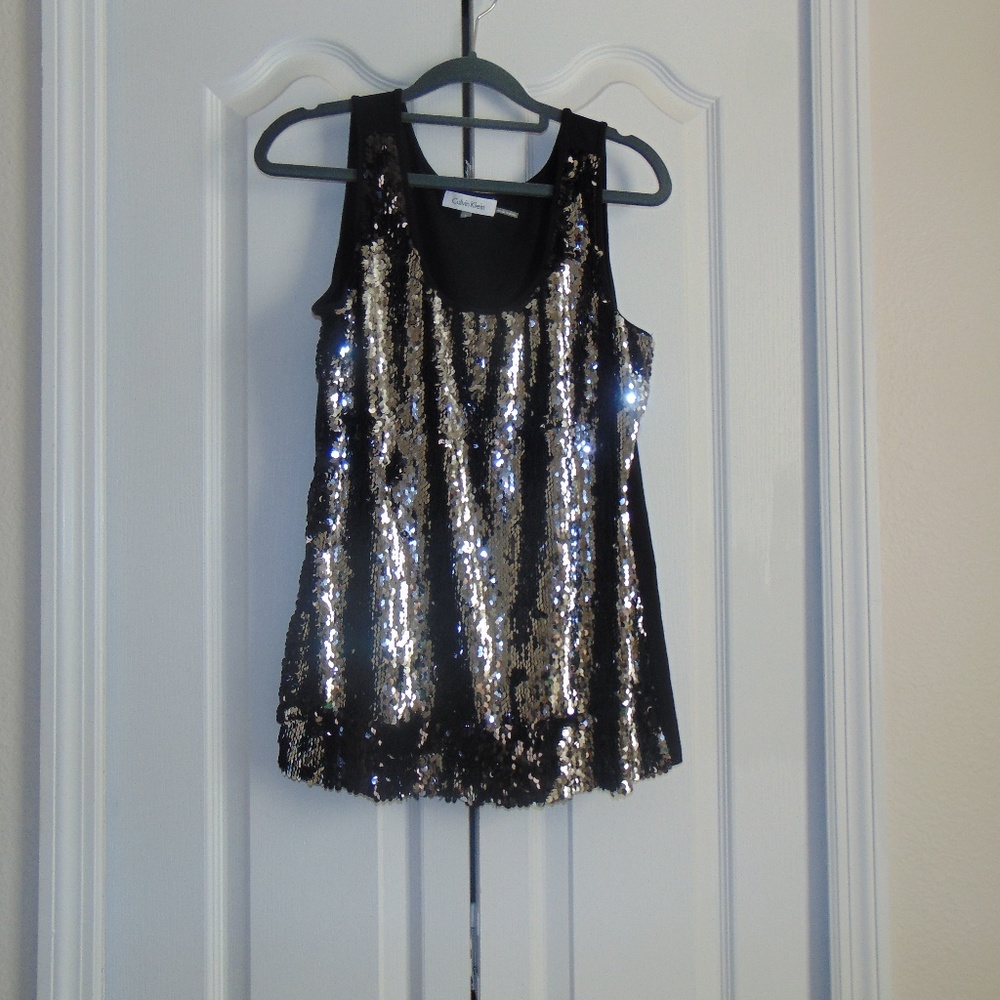 Calvin Klein sleeveless Black Sequin Top